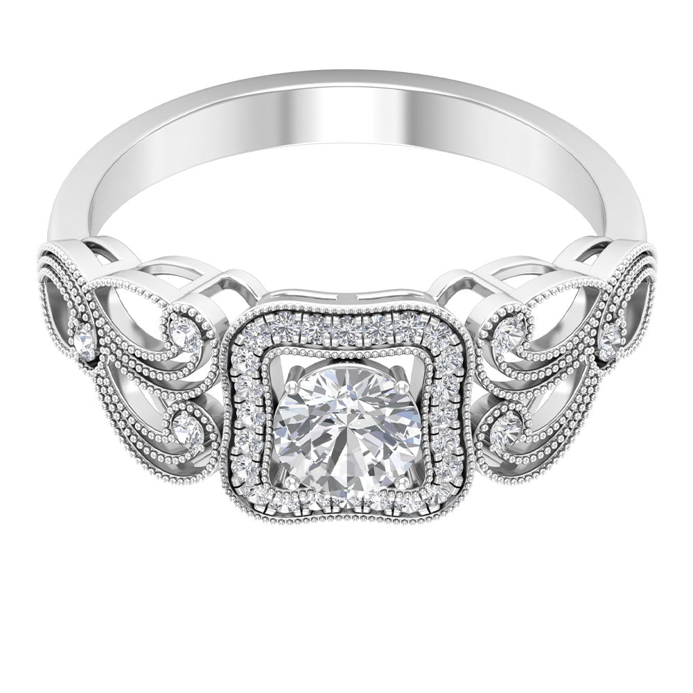 Lab Grown Diamond Vintage Inspired Engagement Ring Lab Grown Diamond - ( EF-VS ) - Color and Clarity - Rosec Jewels