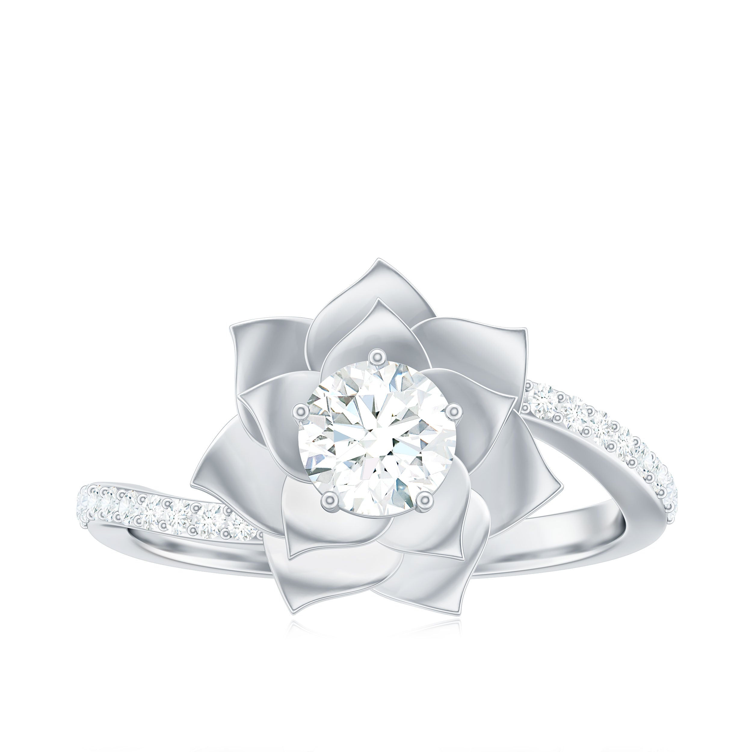 Lab Grown Diamond Nature Inspired Floral Bypass Ring Lab Grown Diamond - ( EF-VS ) - Color and Clarity - Rosec Jewels