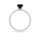 2 CT Created Black Diamond Solitaire Ring with Side Stones Lab Created Black Diamond - ( AAAA ) - Quality - Rosec Jewels