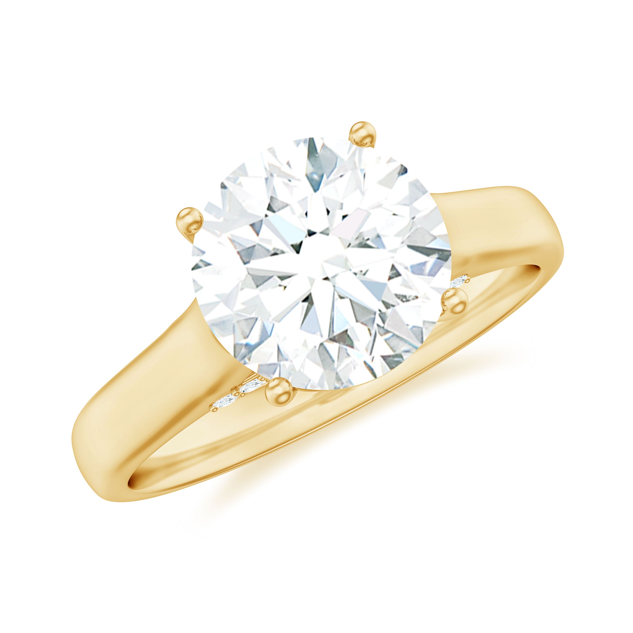 8 MM Round Cut Solitaire and Hidden Moissanite Ring with Accented Bridge Moissanite - ( D-VS1 ) - Color and Clarity - Rosec Jewels