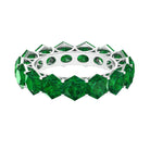 Hexagon Cut Created Emerald Full Eternity Band Ring Lab Created Emerald - ( AAAA ) - Quality - Rosec Jewels