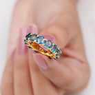 Hexagon Cut London Blue Topaz Eternity Band Ring London Blue Topaz - ( AAA ) - Quality - Rosec Jewels