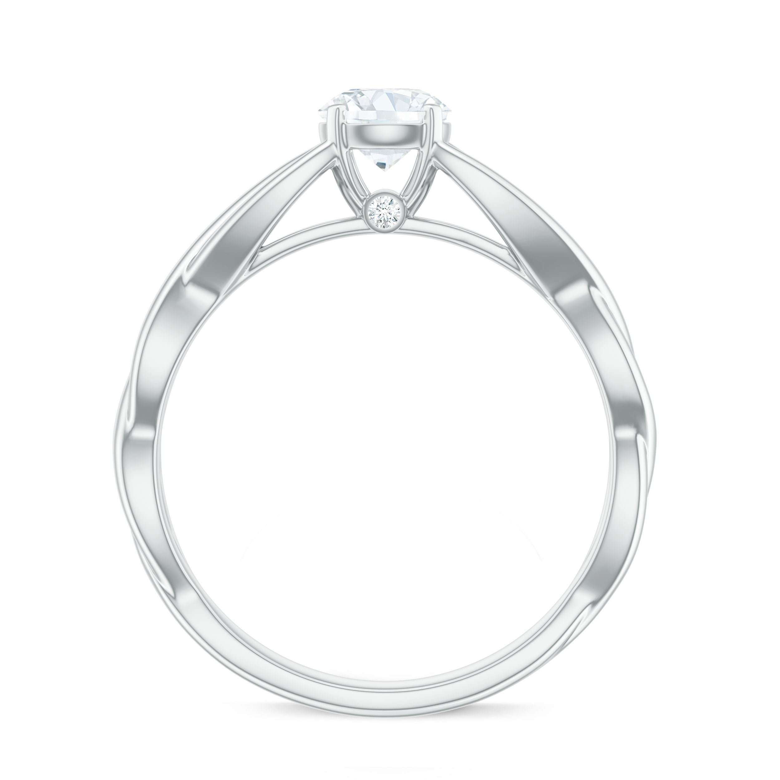 Certified Zircon Solitaire Ring with Crossover Shank Zircon - ( AAAA ) - Quality - Rosec Jewels