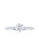 Round Shape Moissanite Solitaire Ring with Side Stones in Gold Moissanite - ( D-VS1 ) - Color and Clarity - Rosec Jewels