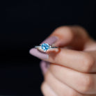 Real Swiss Blue Topaz Heart Solitaire Promise Ring with Diamond Swiss Blue Topaz - ( AAA ) - Quality - Rosec Jewels