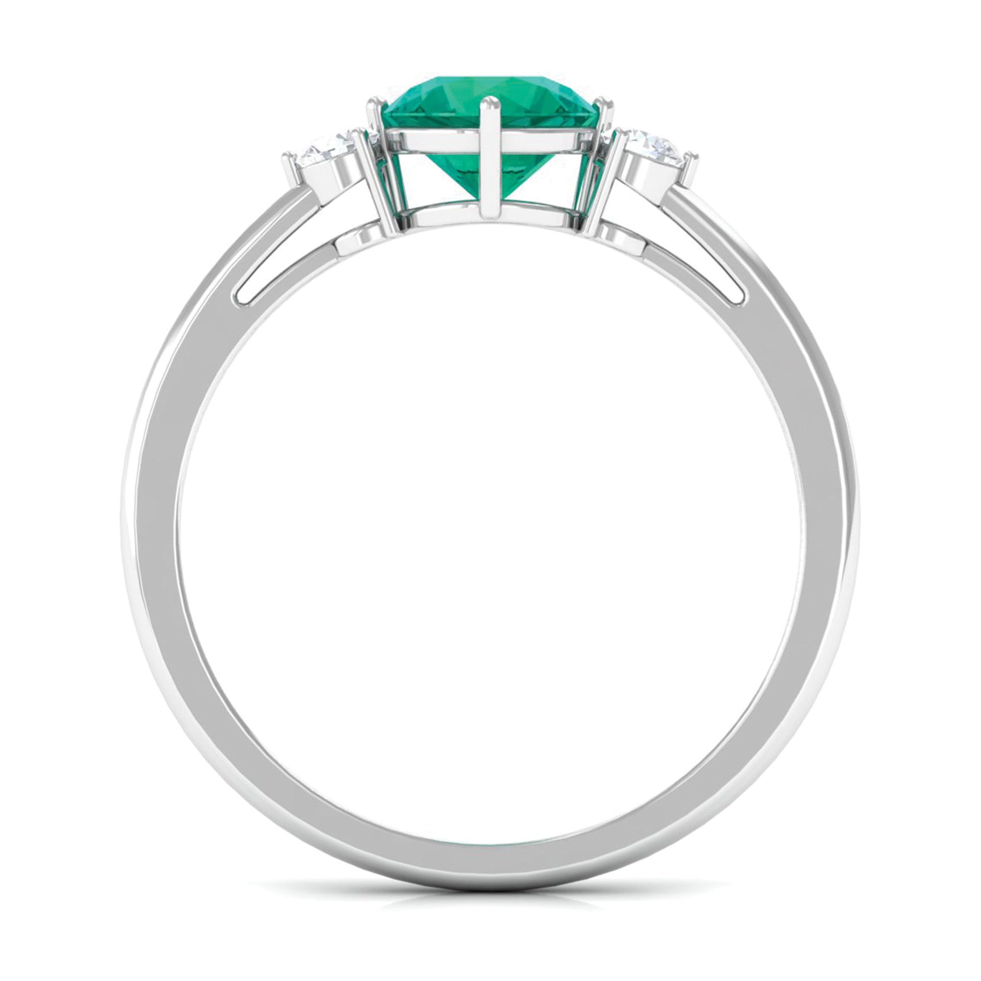 Emerald and Diamond Minimal Promise Ring Emerald - ( AAA ) - Quality - Rosec Jewels