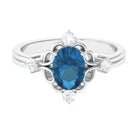 Oval London Blue Topaz and Diamond Cocktail Engagement Ring London Blue Topaz - ( AAA ) - Quality - Rosec Jewels