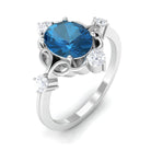 Oval London Blue Topaz and Diamond Cocktail Engagement Ring London Blue Topaz - ( AAA ) - Quality - Rosec Jewels