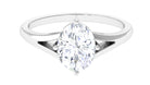 Oval Cut Moissanite Solitaire Ring in Split Shank Moissanite - ( D-VS1 ) - Color and Clarity - Rosec Jewels