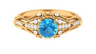 1 CT Vintage Inspired Swiss Blue Topaz Engagement Ring with Diamond Swiss Blue Topaz - ( AAA ) - Quality - Rosec Jewels