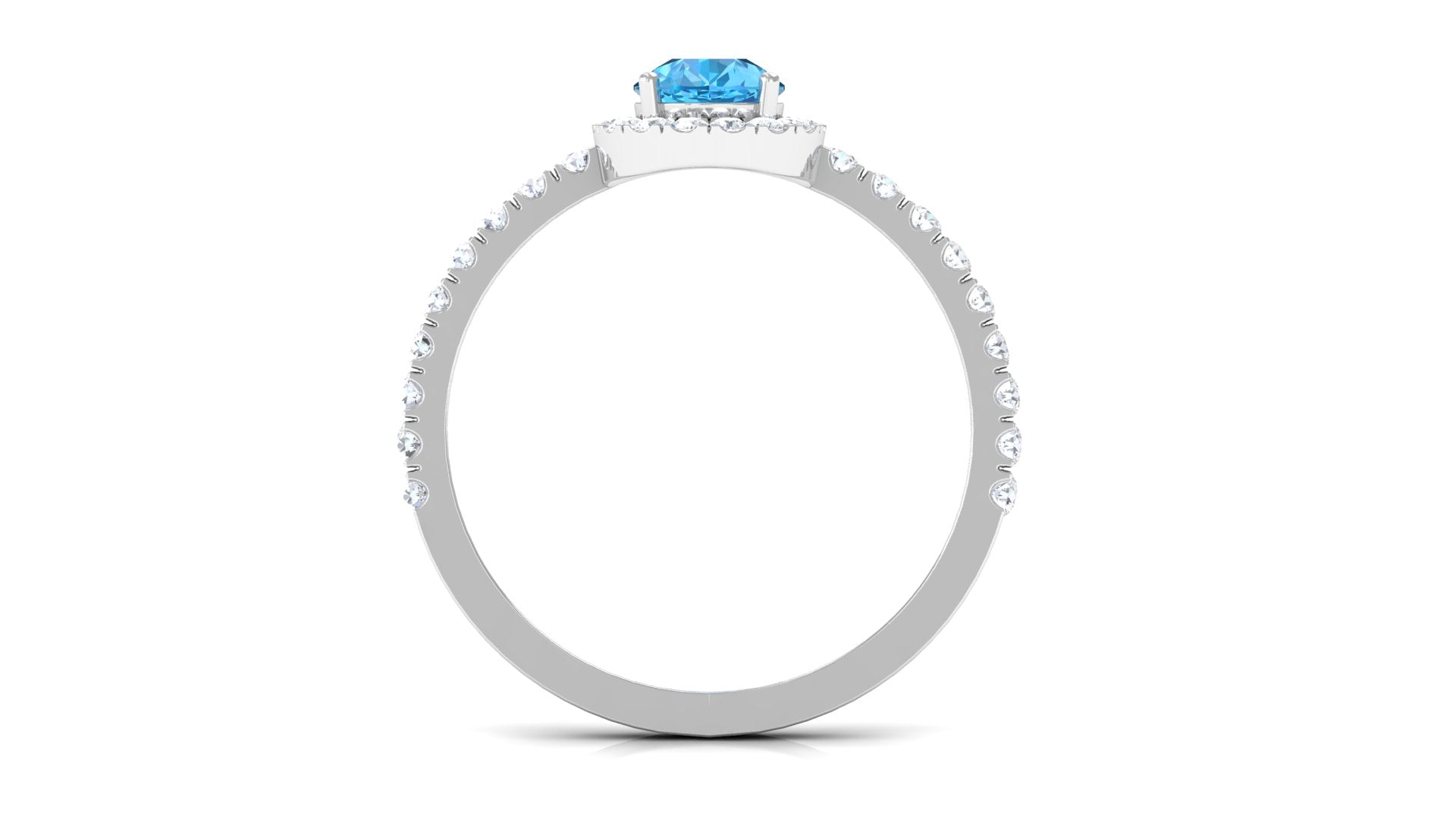 1 CT Swiss Blue Topaz Teardrop Engagement Ring with Diamond Halo Swiss Blue Topaz - ( AAA ) - Quality - Rosec Jewels