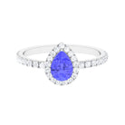 Pear Shaped Tanzanite Halo Engagement Ring with Diamond Tanzanite - ( AAA ) - Quality - Rosec Jewels