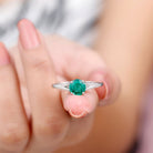 Round Lab Grown Emerald Solitaire Engagement Ring in Split Shank Lab Created Emerald - ( AAAA ) - Quality - Rosec Jewels