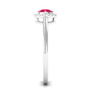 Natural Ruby Promise Ring with Diamond Halo Ruby - ( AAA ) - Quality - Rosec Jewels