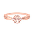 3/4 CT Oval Cut Morganite Solitaire Engagement Ring with Diamond Morganite - ( AAA ) - Quality - Rosec Jewels