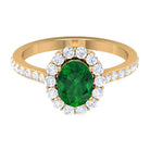 1 CT Oval shape Emerald Halo Engagement Ring with Diamond Emerald - ( AAA ) - Quality - Rosec Jewels