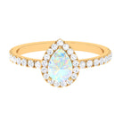 Ethiopian Opal and Diamond Teardrop Engagement Ring Ethiopian Opal - ( AAA ) - Quality - Rosec Jewels