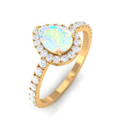 Ethiopian Opal and Diamond Teardrop Engagement Ring Ethiopian Opal - ( AAA ) - Quality - Rosec Jewels