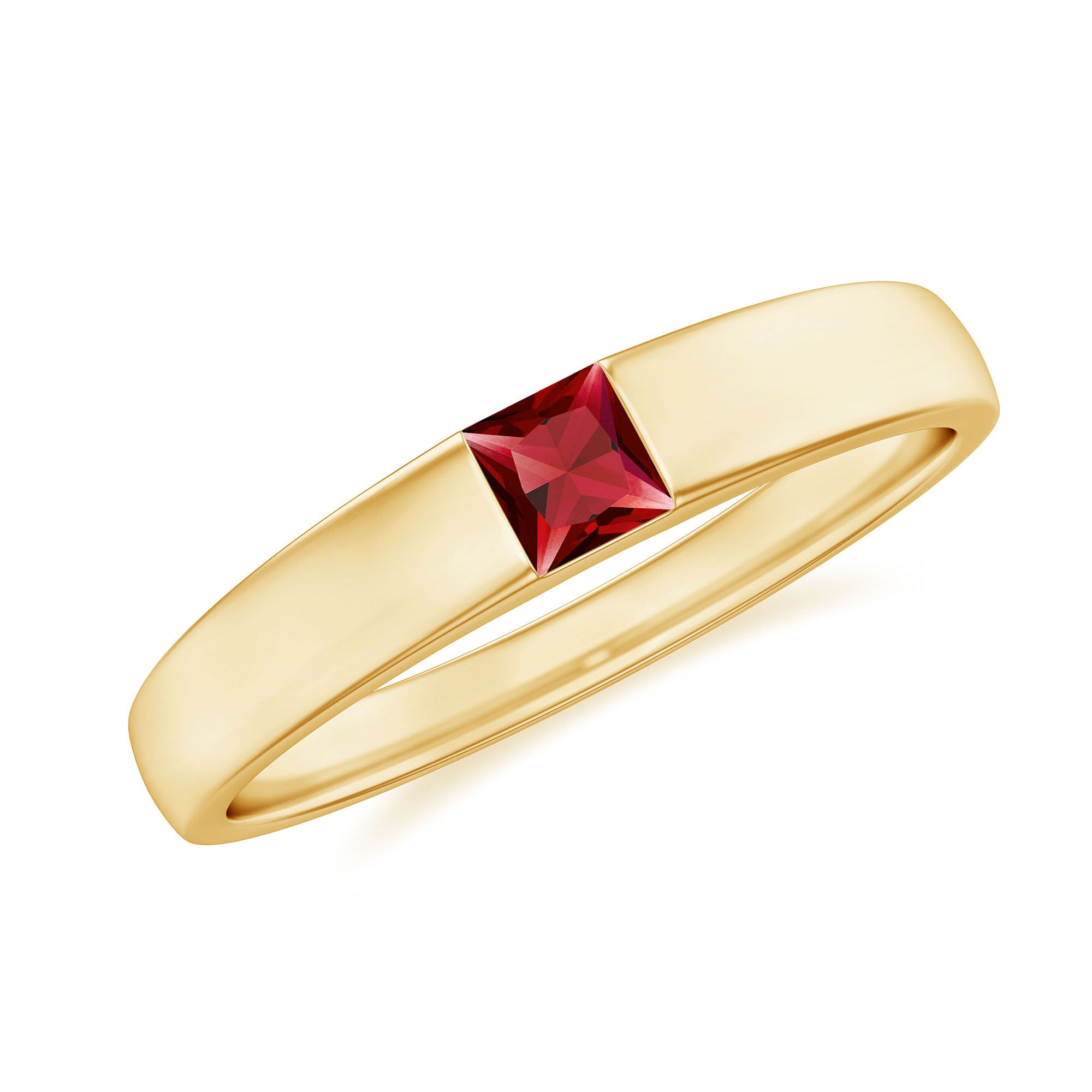 Princess Cut Created Ruby Solitaire Promise Ring Lab Created Ruby - ( AAAA ) - Quality - Rosec Jewels