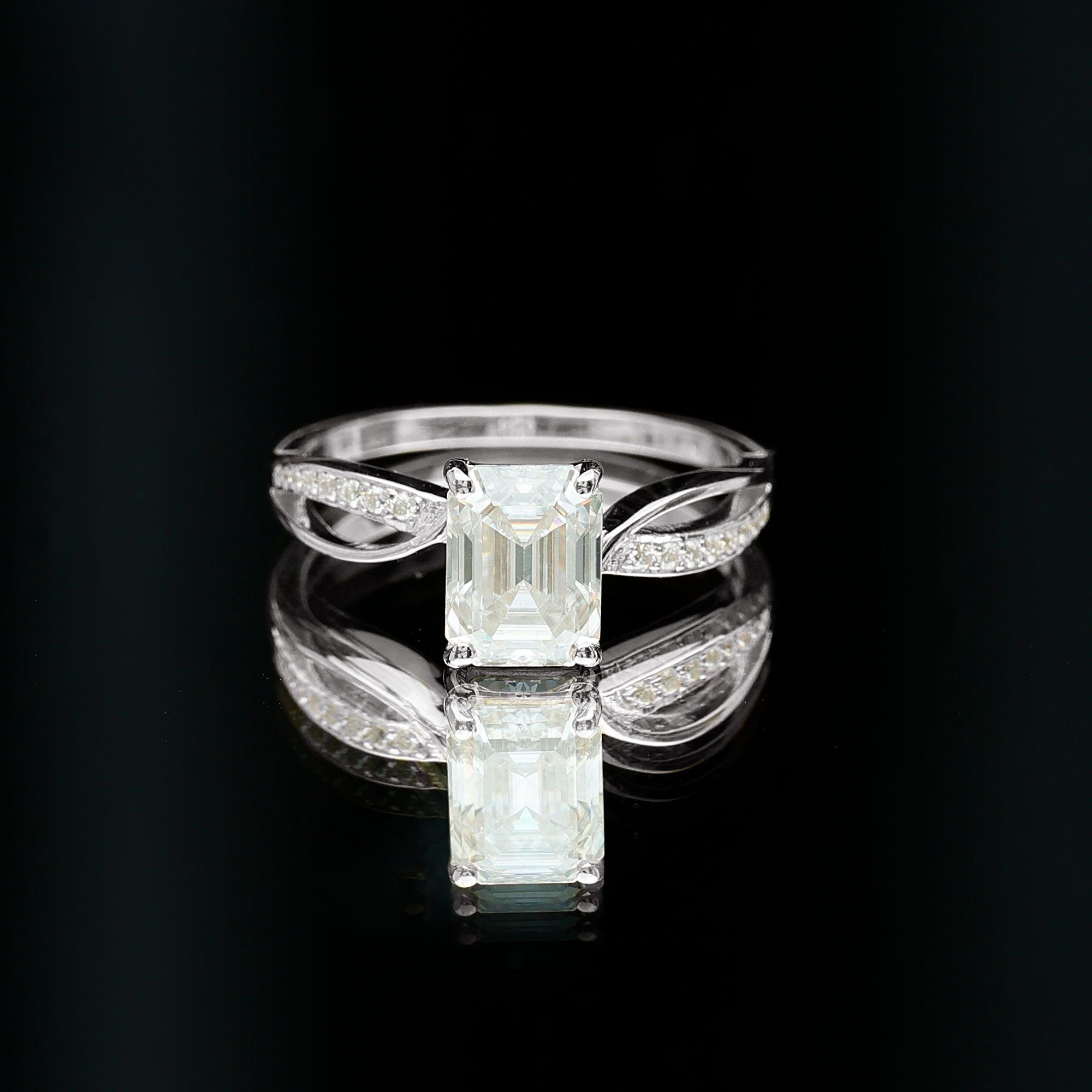 Emerald Cut Moissanite Solitaire Infinity Ring Moissanite - ( D-VS1 ) - Color and Clarity - Rosec Jewels