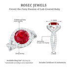 Round Created Ruby Crossover Engagement Ring With Moissanite Lab Created Ruby - ( AAAA ) - Quality - Rosec Jewels