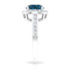 Round London Blue Topaz Classic Halo Ring with Diamond London Blue Topaz - ( AAA ) - Quality - Rosec Jewels