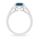 Round London Blue Topaz Classic Halo Ring with Diamond London Blue Topaz - ( AAA ) - Quality - Rosec Jewels