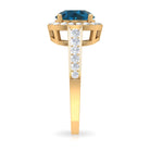 Round London Blue Topaz Classic Halo Ring with Diamond London Blue Topaz - ( AAA ) - Quality - Rosec Jewels