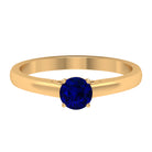 Natural Blue Sapphire Solitaire Ring in Basket Setting Blue Sapphire - ( AAA ) - Quality - Rosec Jewels