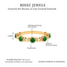 Floral Inspired Lab Grown Emerald and Diamond Half Eternity Ring Lab Created Emerald - ( AAAA ) - Quality - Rosec Jewels