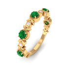 Floral Inspired Lab Grown Emerald and Diamond Half Eternity Ring Lab Created Emerald - ( AAAA ) - Quality - Rosec Jewels