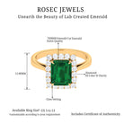 Octagon Cut Lab-Created Emerald Halo Engagement Ring with Diamond Lab Created Emerald - ( AAAA ) - Quality - Rosec Jewels