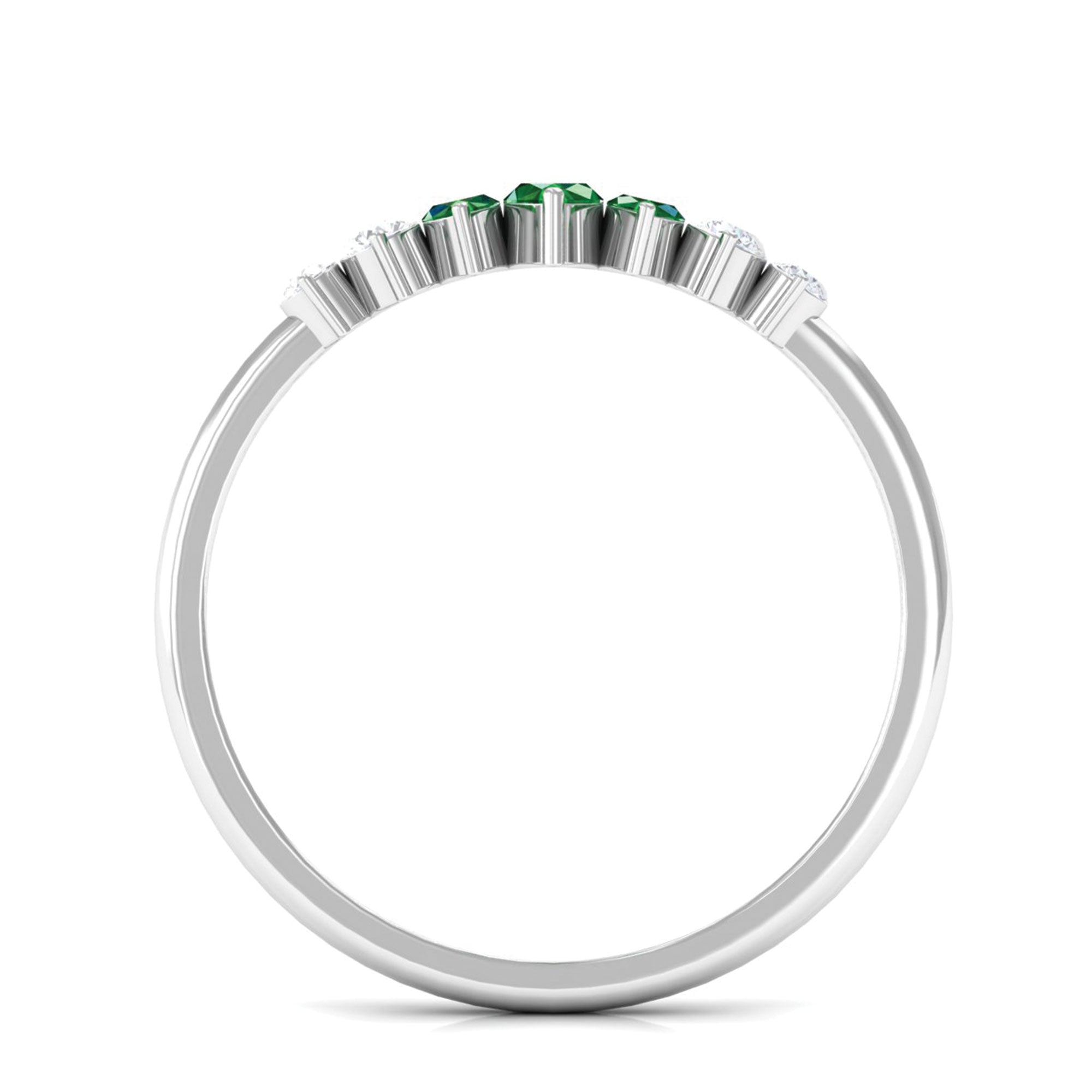 Marquise Cut Created Emerald and Diamond Graduated Ring Lab Created Emerald - ( AAAA ) - Quality - Rosec Jewels