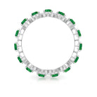 2.5 CT Lab Created Emerald And Moissanite Wide Wedding Band Lab Created Emerald - ( AAAA ) - Quality - Rosec Jewels