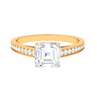 1.75 CT Asscher Cut Moissanite Solitaire Ring with Side Stones Moissanite - ( D-VS1 ) - Color and Clarity - Rosec Jewels