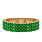 3/4 CT Pave Set Emerald Wide Eternity Band Ring Emerald - ( AAA ) - Quality - Rosec Jewels