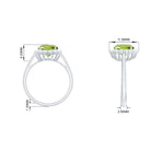 Round Peridot Simple Halo Engagement Ring with Diamond Peridot - ( AAA ) - Quality - Rosec Jewels