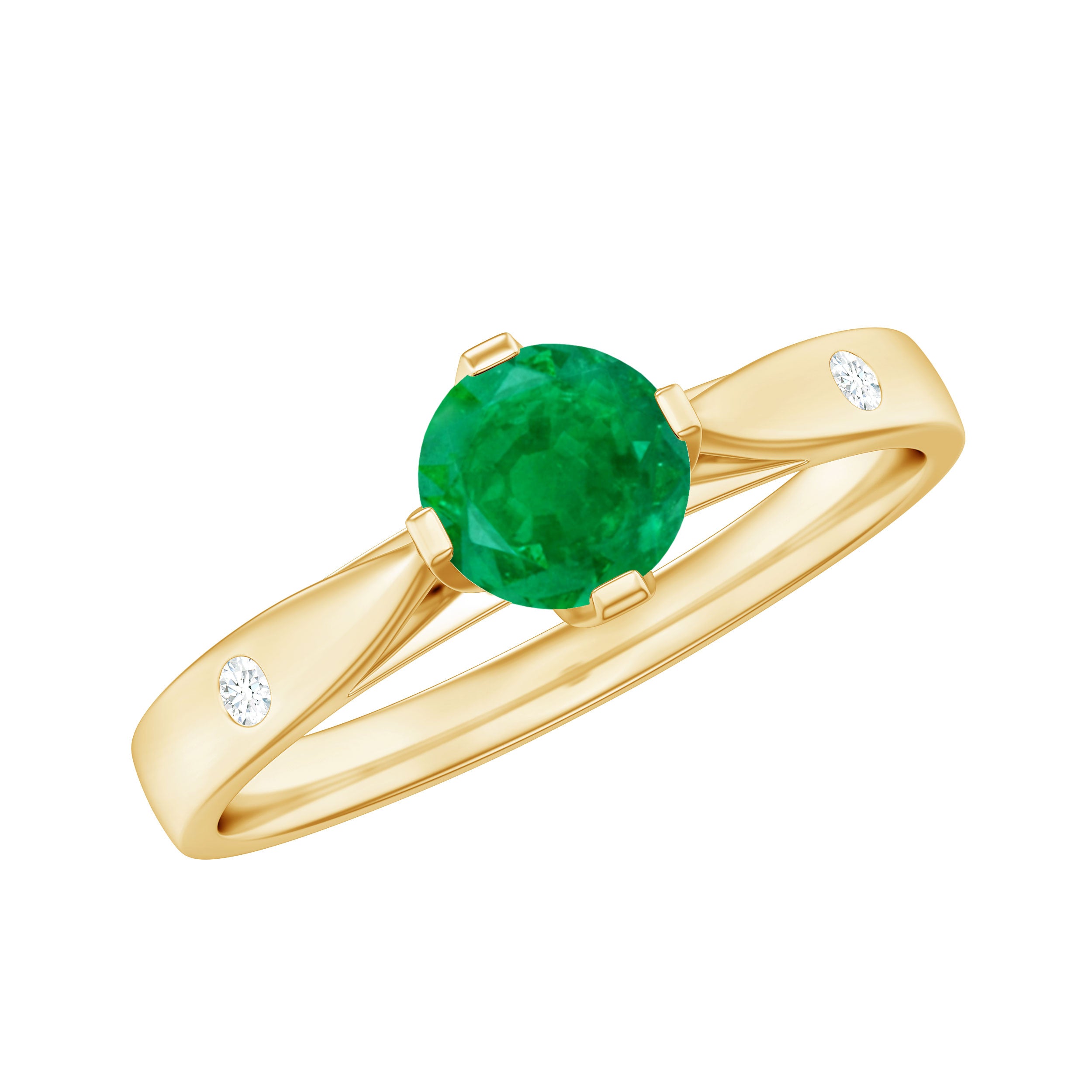 0.50 CT Emerald Solitaire Promise Ring with Diamond Emerald - ( AAA ) - Quality - Rosec Jewels