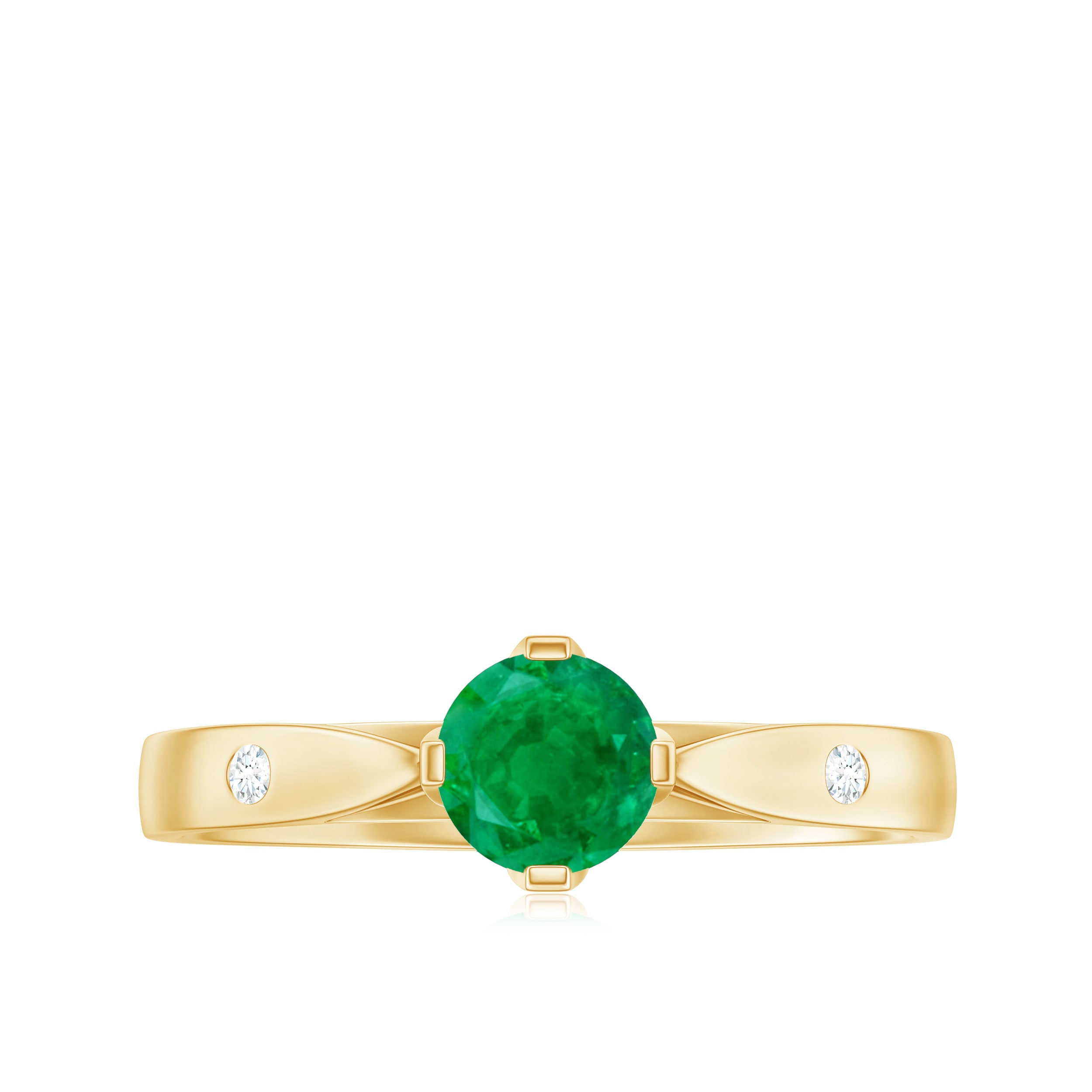 0.50 CT Emerald Solitaire Promise Ring with Diamond Emerald - ( AAA ) - Quality - Rosec Jewels