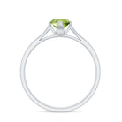 Floral Set Peridot Solitaire Ring with Diamond Peridot - ( AAA ) - Quality - Rosec Jewels