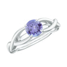 Round Tanzanite Crossover Solitaire Ring Tanzanite - ( AAA ) - Quality - Rosec Jewels