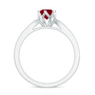 Genuine Ruby Solitaire Engagement Ring with Diamond Ruby - ( AAA ) - Quality - Rosec Jewels