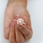 Real Morganite Engagement Ring with Diamond Halo Morganite - ( AAA ) - Quality - Rosec Jewels