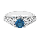 Natural London Blue Topaz Vintage Inspired Ring with Diamond London Blue Topaz - ( AAA ) - Quality - Rosec Jewels