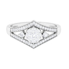 Round Diamond Vintage Bridal Ring with Diamond Accent Diamond - ( HI-SI ) - Color and Clarity - Rosec Jewels