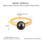 4.50 CT Tahitian Pearl Solitaire with Simple Gold Ring Tahitian pearl - ( AAA ) - Quality - Rosec Jewels