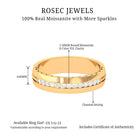 April Birthstone Moissanite Wide Band with Milgrain Detail Moissanite - ( D-VS1 ) - Color and Clarity - Rosec Jewels