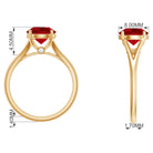 Split Shank Round Created Ruby Solitaire Ring with Surprise Diamond Lab Created Ruby - ( AAAA ) - Quality - Rosec Jewels