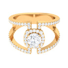 2 CT Moissanite Designer Double Band Ring in Gold Moissanite - ( D-VS1 ) - Color and Clarity - Rosec Jewels