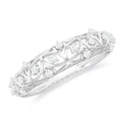 Round Moissanite Semi Eternity Band Ring with Gold Filigree Details Moissanite - ( D-VS1 ) - Color and Clarity - Rosec Jewels